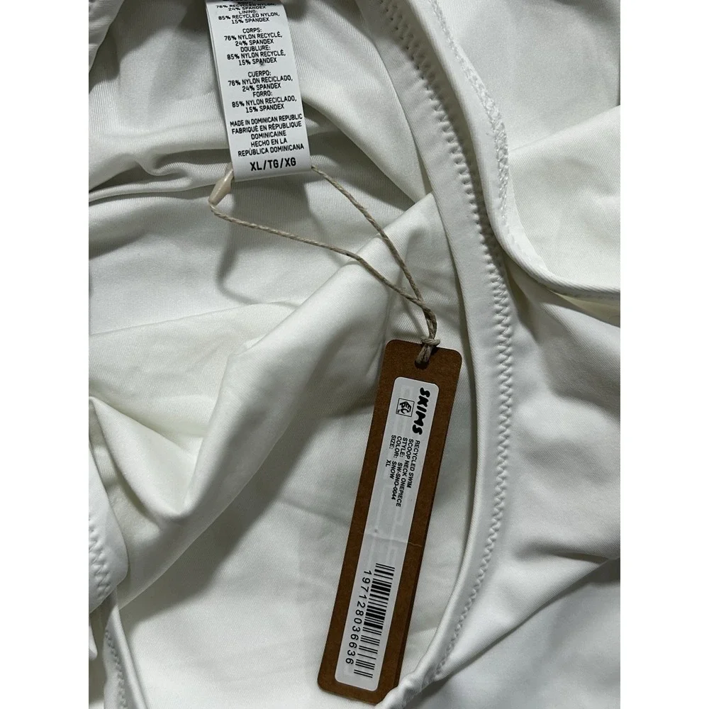 SKIMS Women's XL Recycled Swim Scoop Neck One piece In Snow BNWT $90